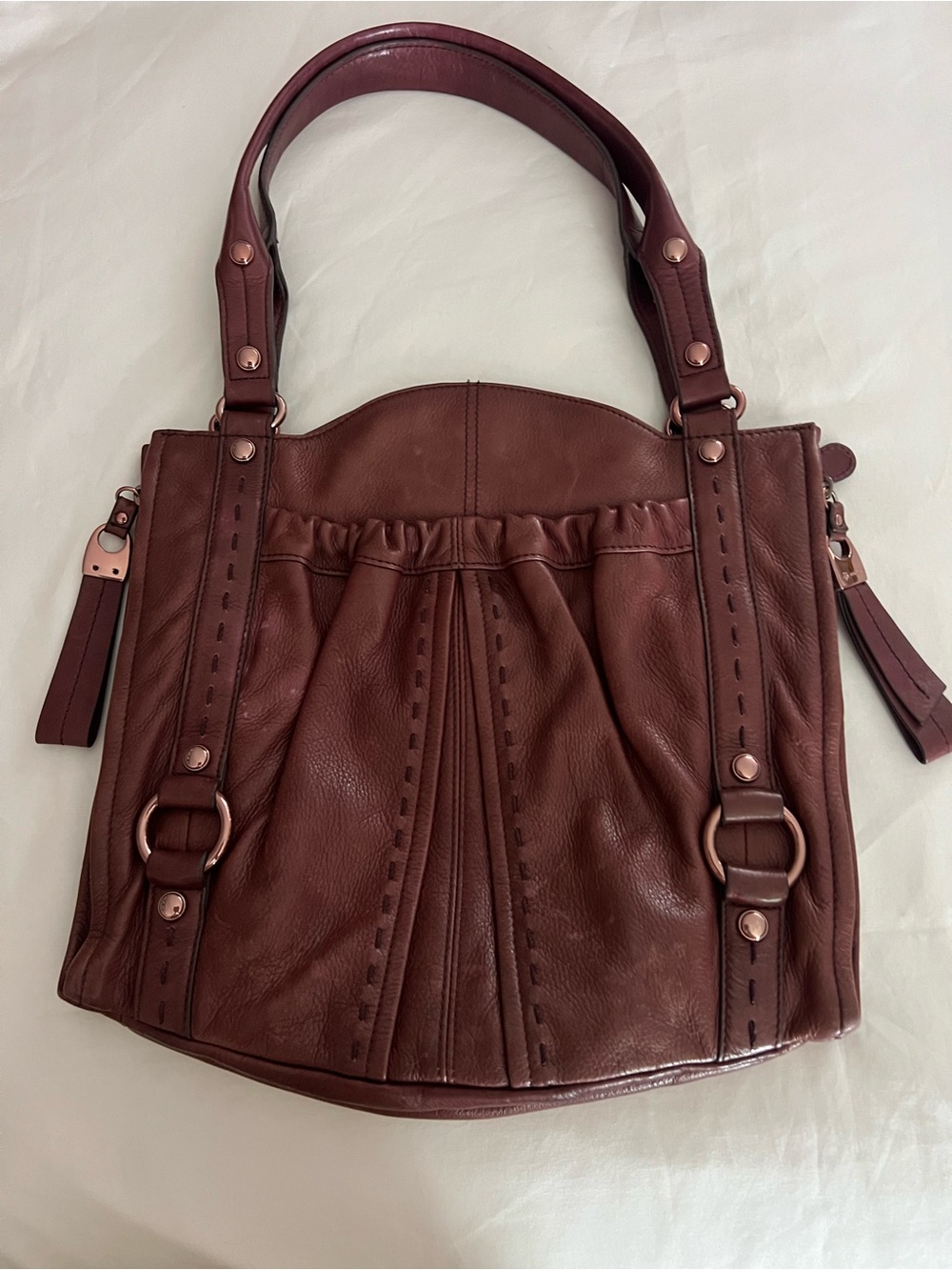 b. makowsky Burgundy Leather Shoulder Bag Vtg